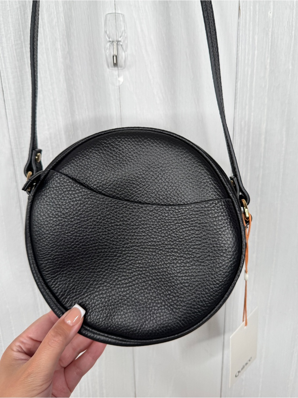 Quince Italian Leather Circle Crossbody Bag